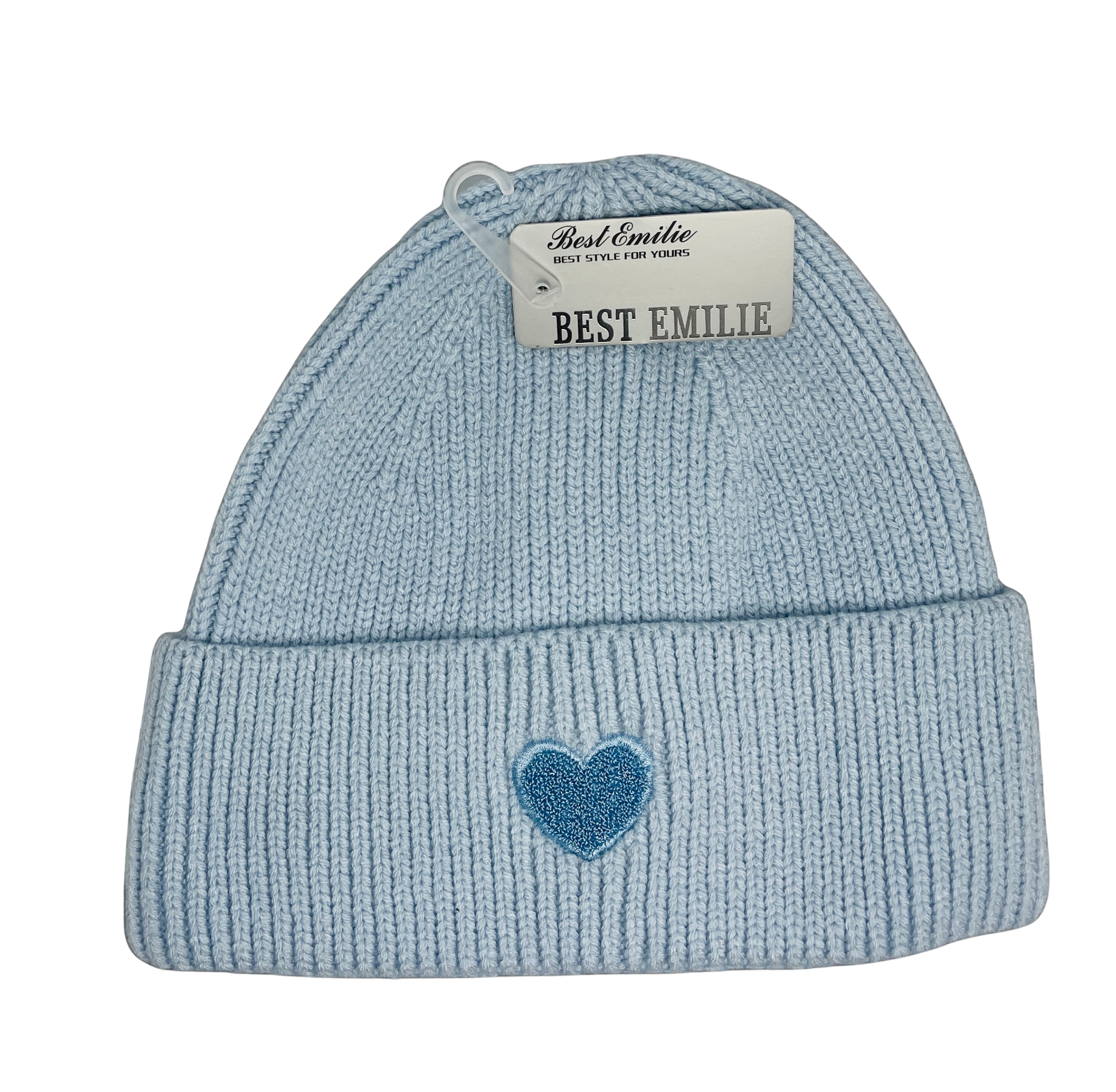 Mütze mit Herz - skyblue