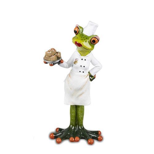 Frosch als Bäckerin, hellgrün, 19 cm