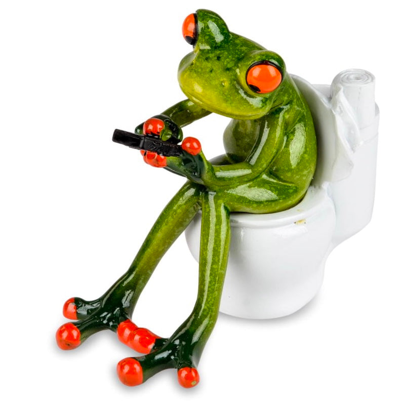 Frosch auf der Toilette – ca. 13 cm, handbemalt