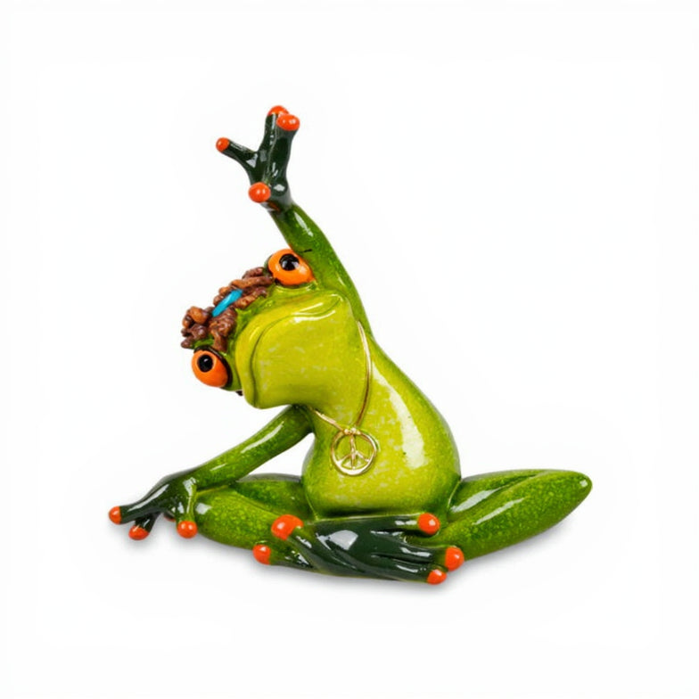 Meditierender Frosch mit erhobenem Arm – 8 cm, handbemalt
