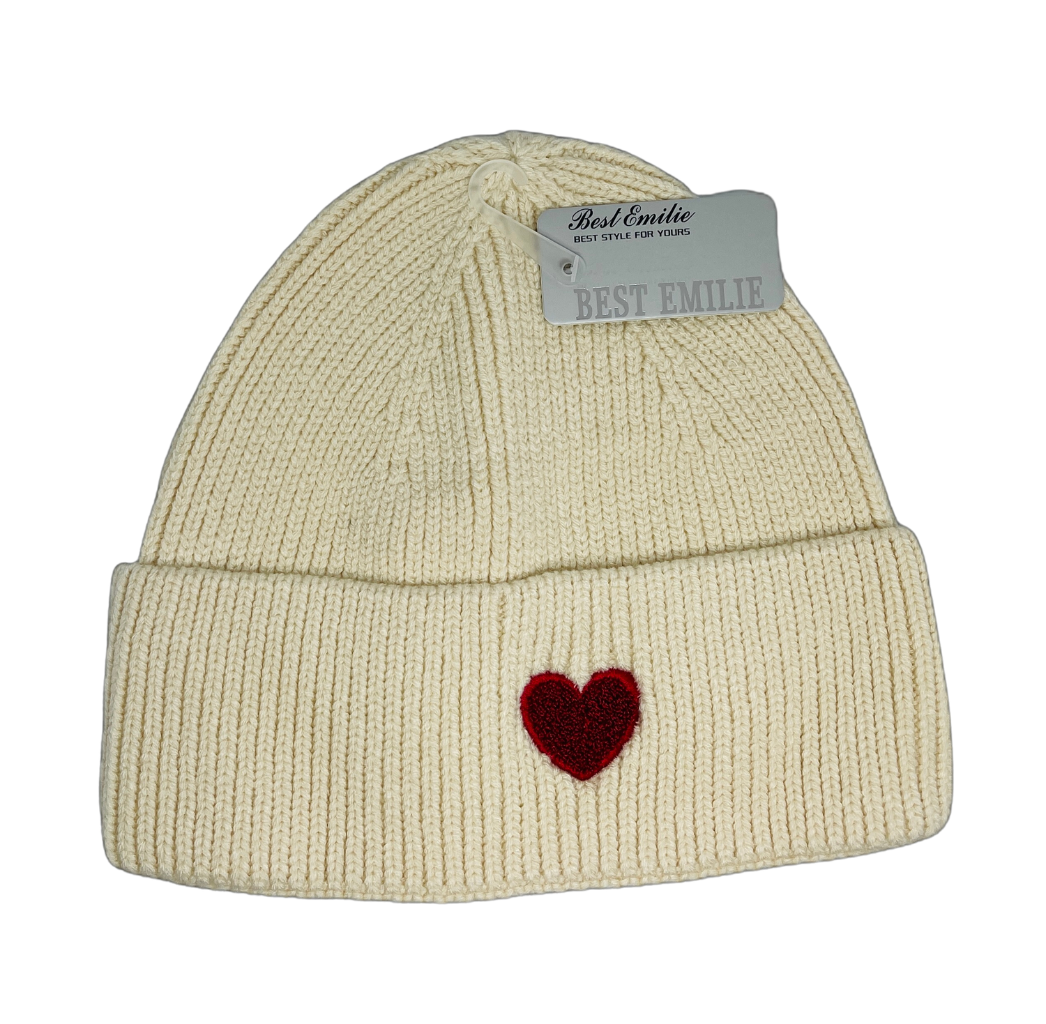 Mütze mit Herz - beige