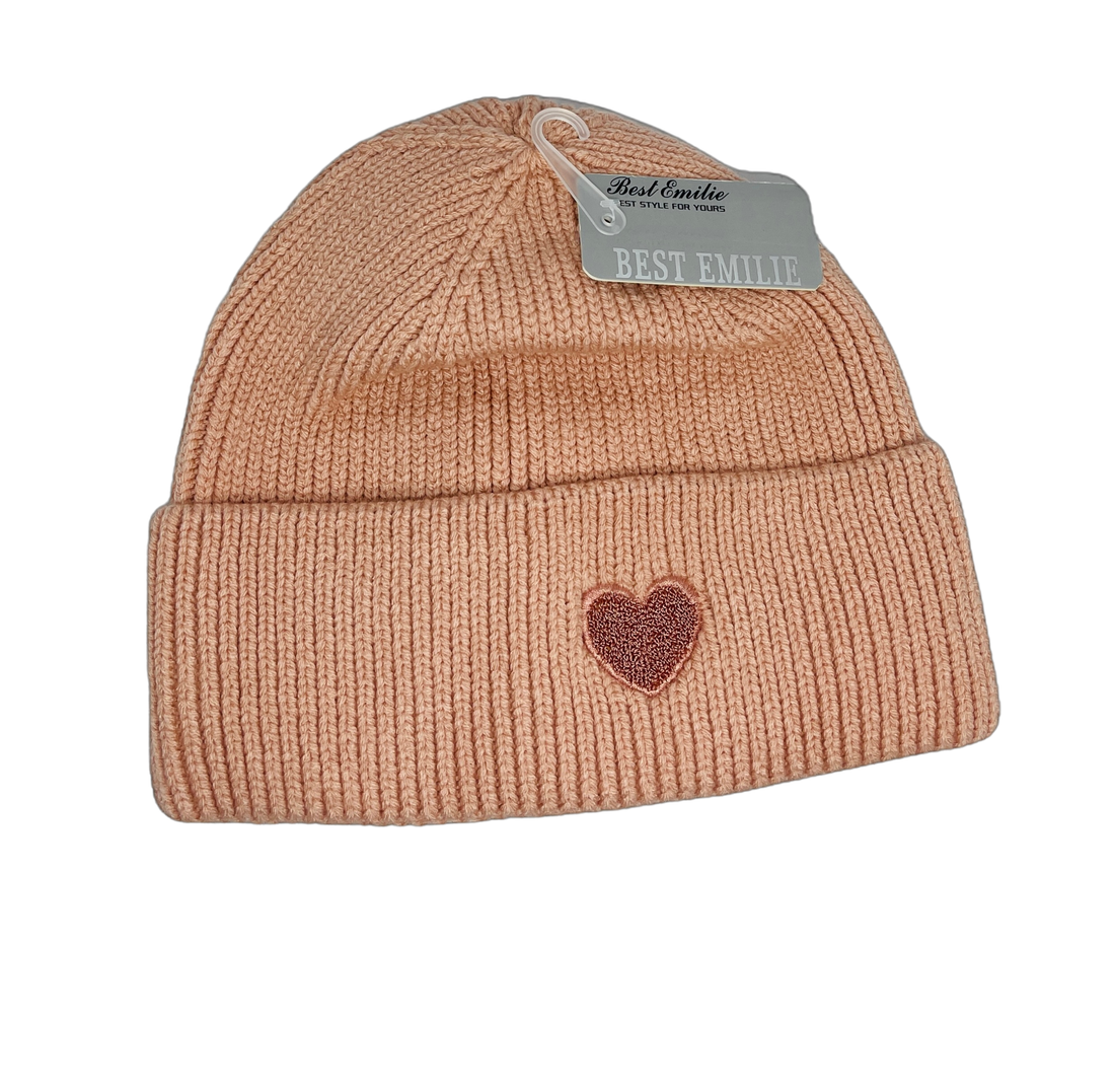 Mütze mit Herz - pink