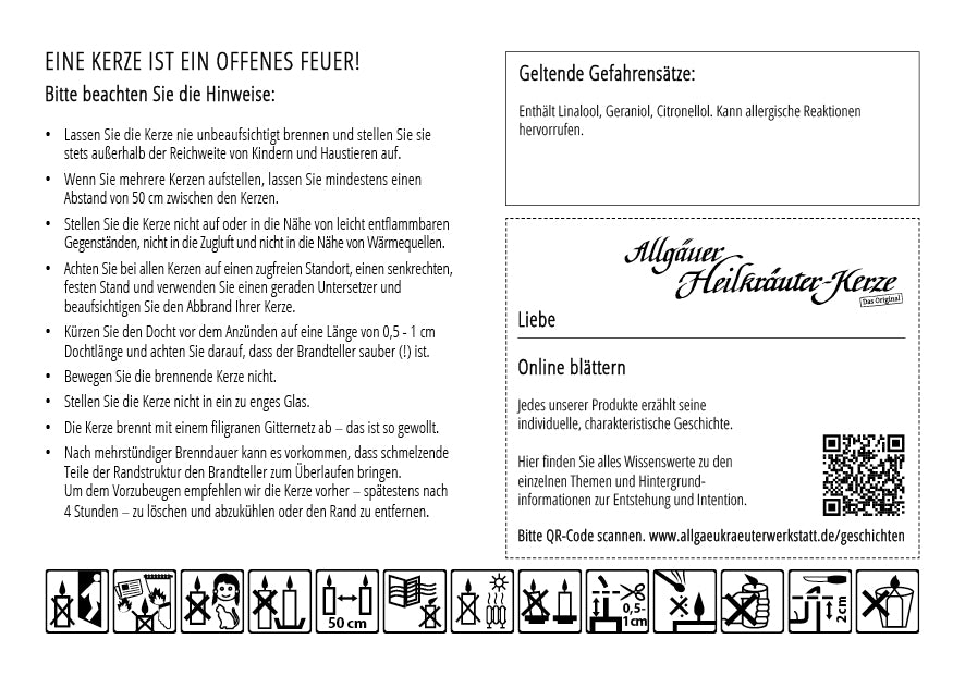 Allgäuer Heilkräuterkerze  Liebe