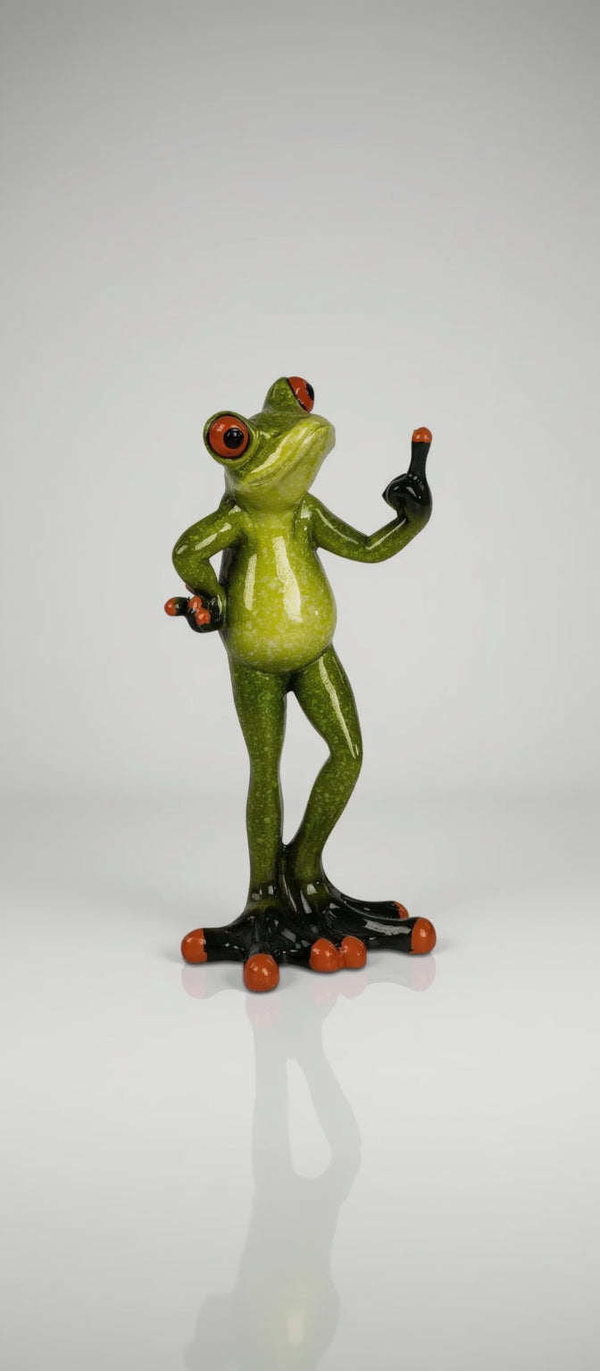 Frosch mit "Bad Finger", hellgrün, ca. 8 x 16 cm