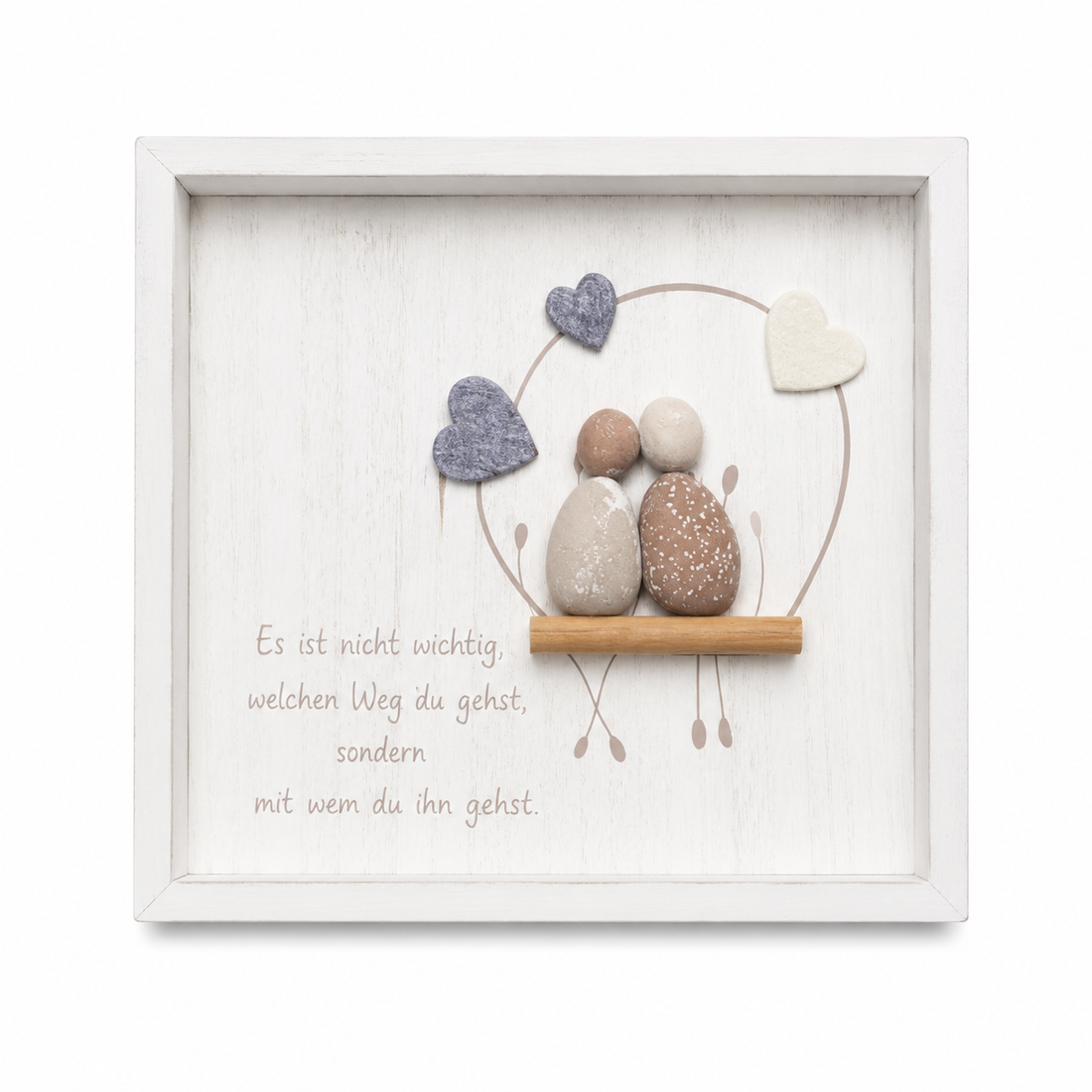 formano Wandbild mit Steinfiguren und Spruch „Es ist nicht wichtig, welchen Weg du gehst, sondern mit wem du ihn gehst.“ | Holzbild 20 × 16 cm