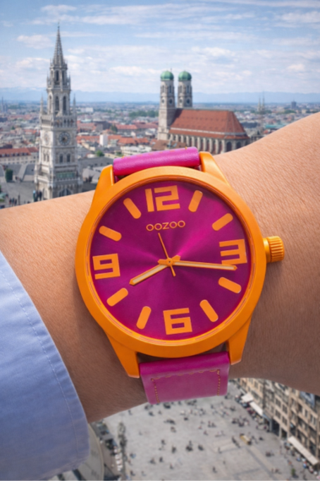 C11650 - Damenuhr - pink / orange - 46 mm XL