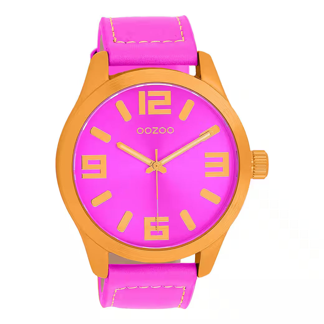 C11650 - Damenuhr - pink / orange - 46 mm XL