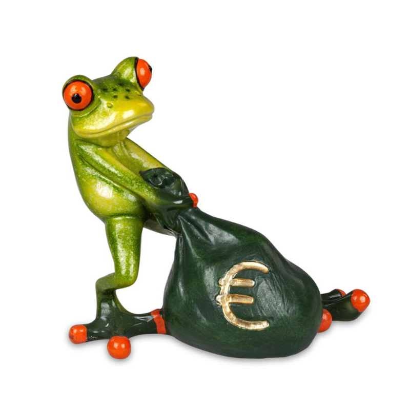 Frosch mit Geldsack – 10 cm, handbemalt