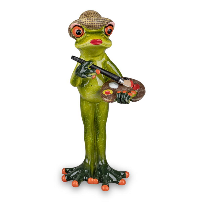 Frosch-Dame als Malerin – 16 cm, handbemalt