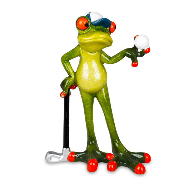 Frosch als Golfer – 15 cm, handbemalt
