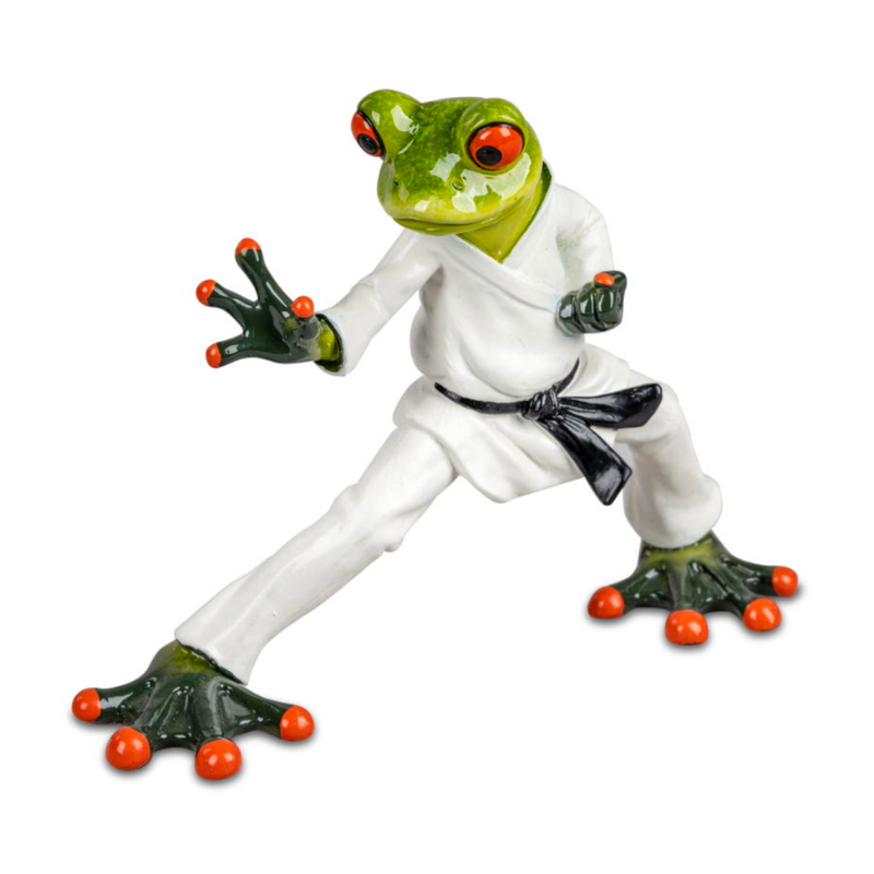 Frosch im Kampfsportanzug – 16 cm, handbemalt