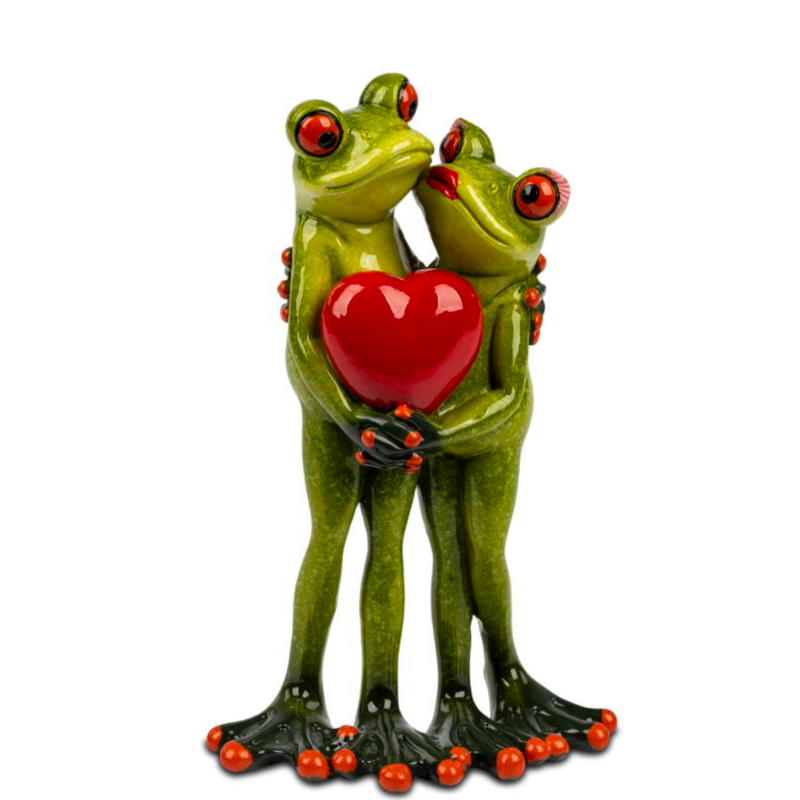 Froschpaar mit Herz – 10 x 16 cm, handbemalt