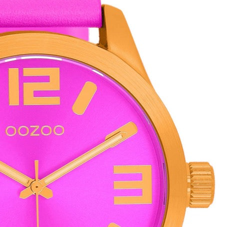 C11650 - Damenuhr - pink / orange - 46 mm XL