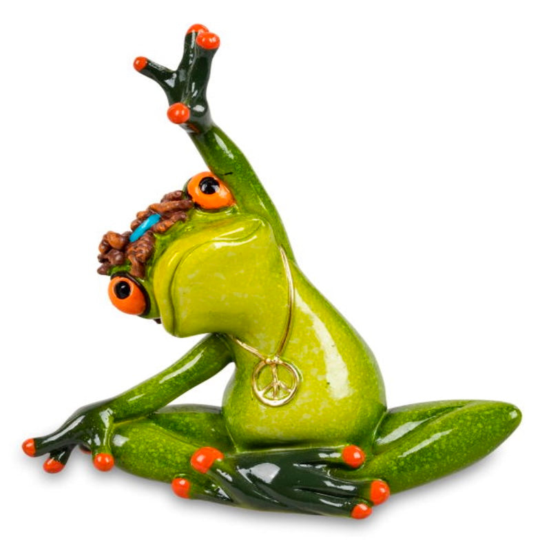 Meditierender Frosch mit erhobenem Arm – 8 cm, handbemalt