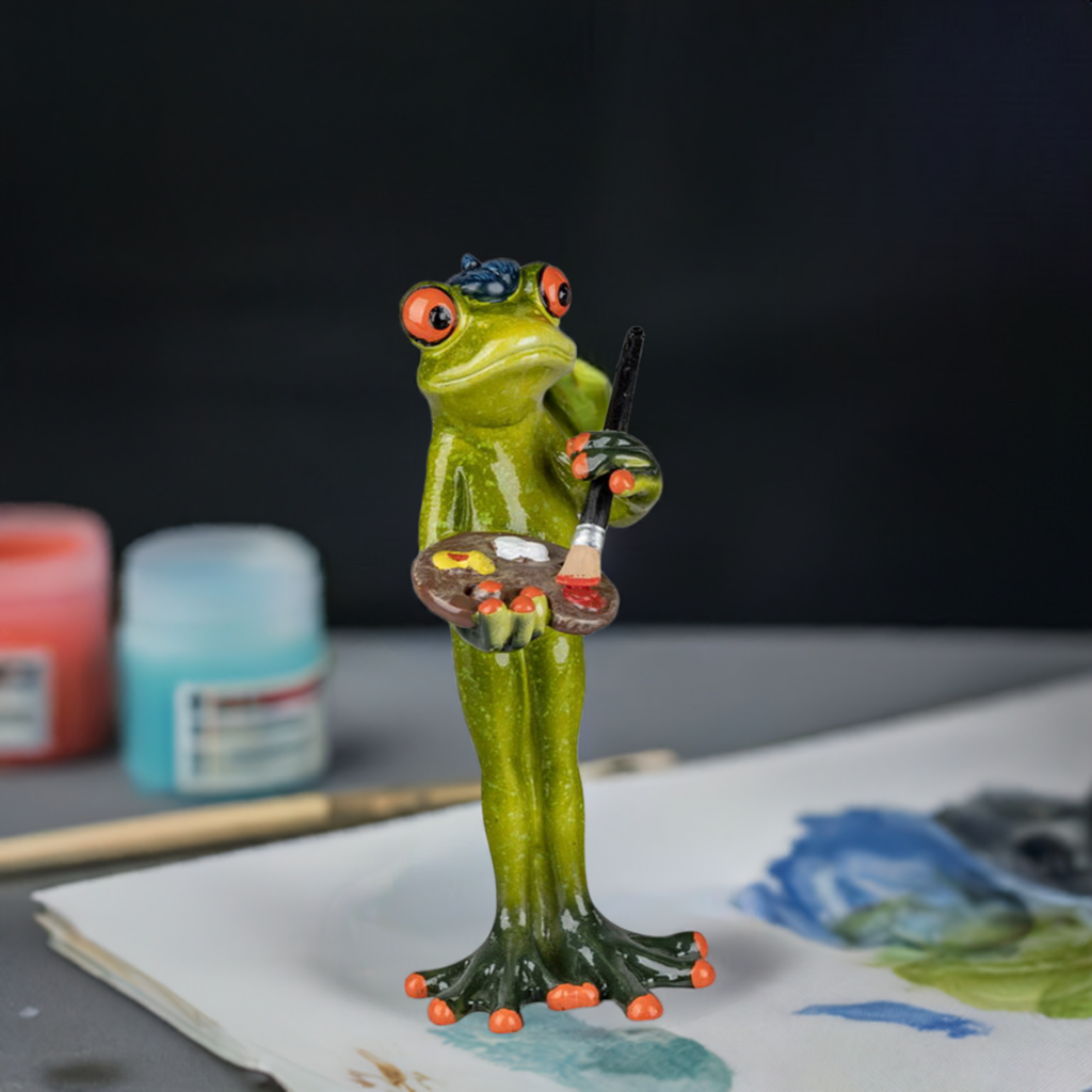 Frosch als Maler – 16 cm, handbemalt