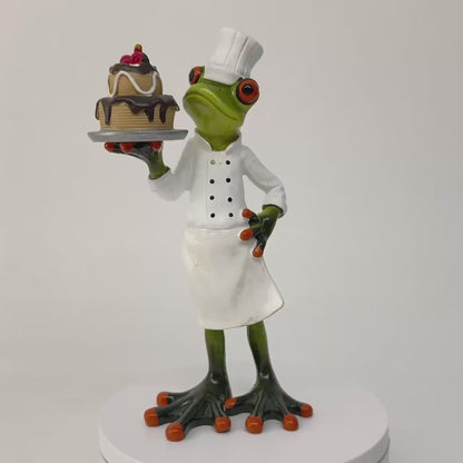 Frosch als Bäcker, hellgrün, 19 cm